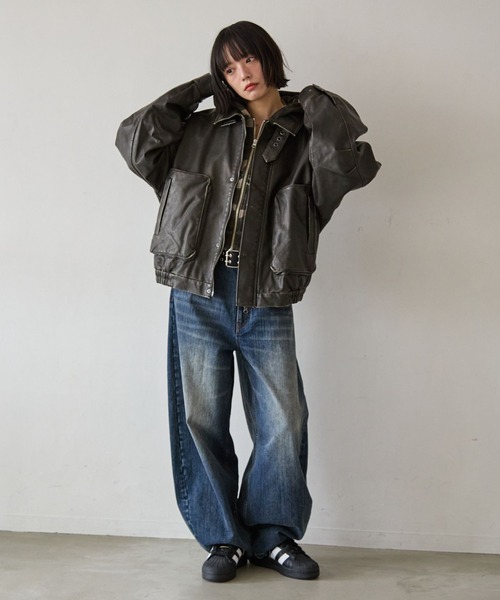 PBLIM ブルゾン アウター 「UNISEX」ウォッシュドレザーブルゾン