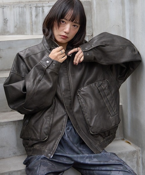 PBLIM ウォッシュドレザーブルゾン　Seira PBLIM ブルゾン アウター 「UNISEX」ウォッシュドレザーブルゾン