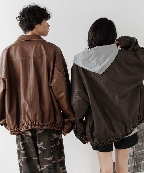 PBLIM ブルゾン アウター 「UNISEX」ウォッシュドレザーブルゾン