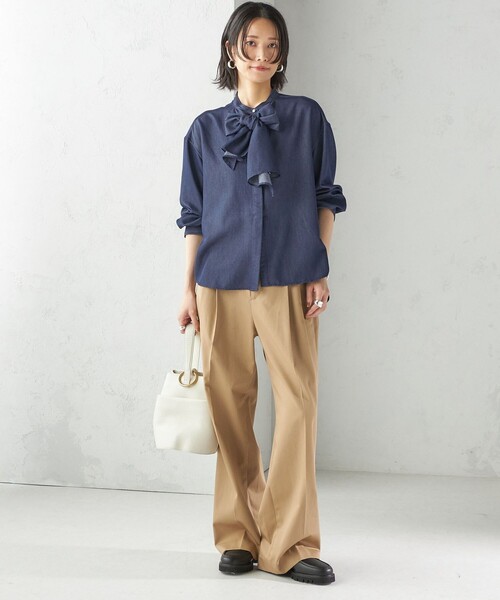 SHIPS（シップス） ブラウス シャツ 「手洗い可能」デニム ライク