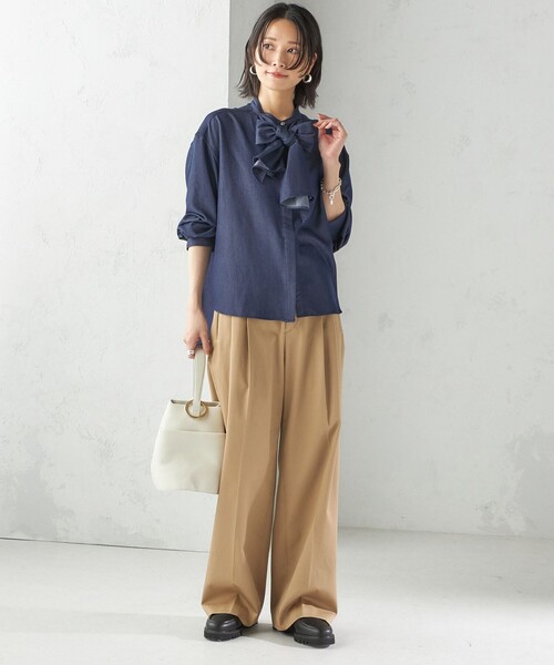 SHIPS（シップス） ブラウス シャツ 「手洗い可能」デニム ライク