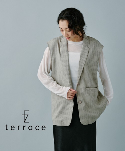 terrace ベスト ジレ ストライプベスト レディース : ZOZOTOWN Yahoo