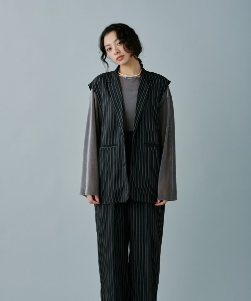 terrace ベスト ジレ ストライプベスト レディース : ZOZOTOWN Yahoo