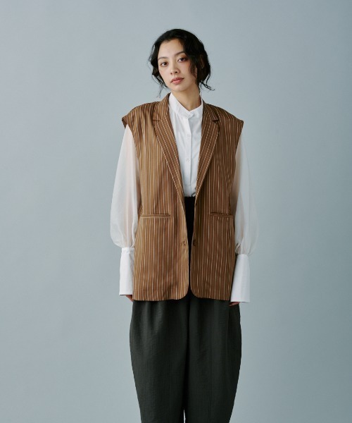 terrace ベスト ジレ ストライプベスト レディース : ZOZOTOWN Yahoo