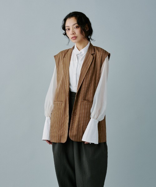 terrace ベスト ジレ ストライプベスト レディース : ZOZOTOWN Yahoo