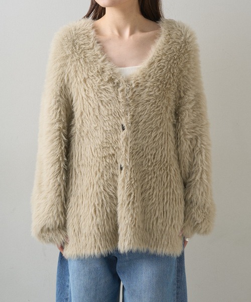 pual ce cin カーディガン シャギーニットVネックカーディガン