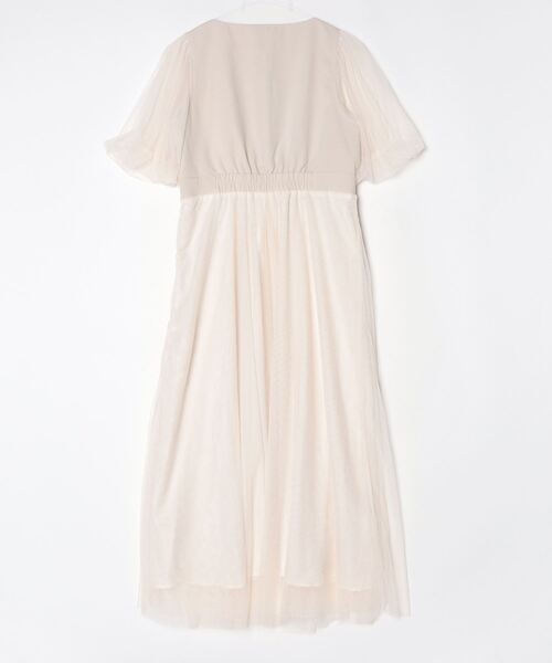 「JUNOAH」 半袖ワンピース X-LARGE ベージュ レディース_画像2