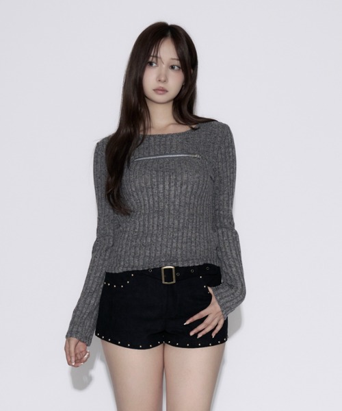 tinkerend（ティンカーエンド） ニット セーター Open-Zip Short Knit