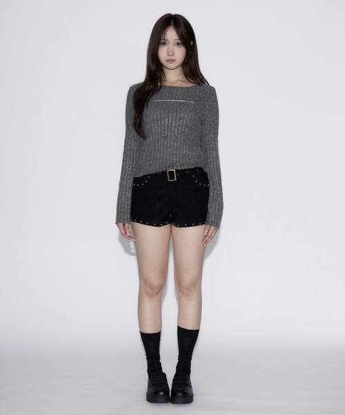 tinkerend（ティンカーエンド） ニット セーター Open-Zip Short Knit