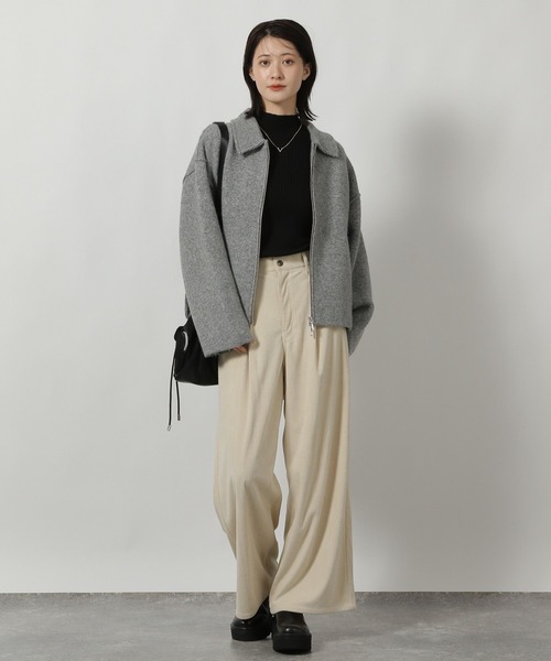 LAKOLE（ラコレ） ブルゾン アウター 襟付きZIPニットブルゾン