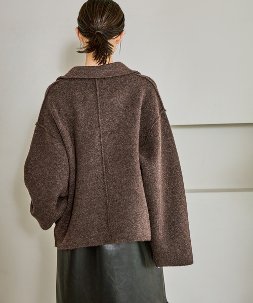 LAKOLE（ラコレ） ブルゾン アウター 襟付きZIPニットブルゾン