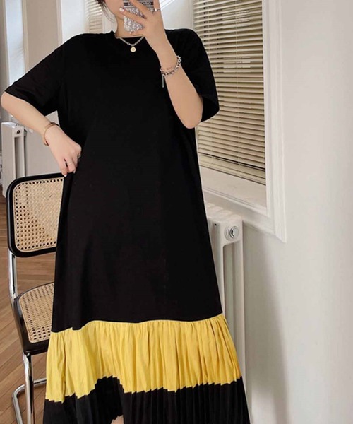 「deux amour」 半袖ワンピース FREE ブラック レディース_画像2