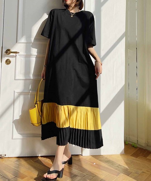 「deux amour」 半袖ワンピース FREE ブラック レディース_画像4