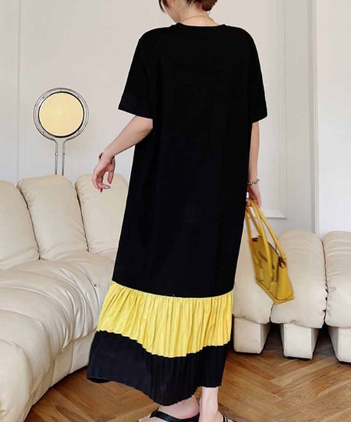 「deux amour」 半袖ワンピース FREE ブラック レディース_画像6