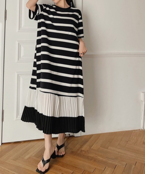 「deux amour」 半袖ワンピース FREE ブラック レディース_画像7