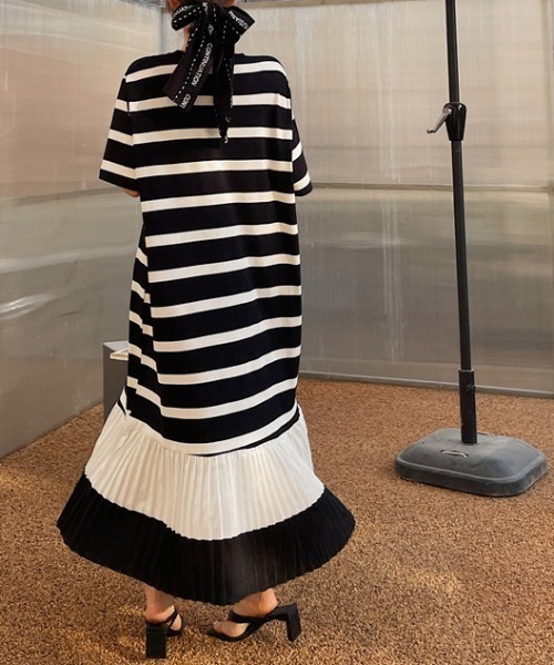 「deux amour」 半袖ワンピース FREE ブラック レディース_画像9