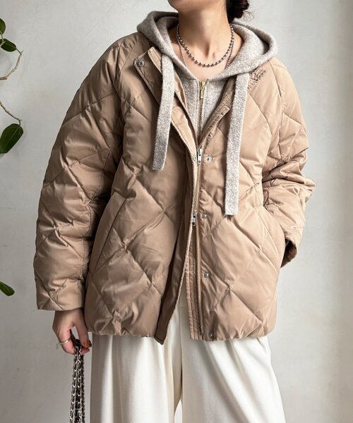 DouDou（ドゥドゥ） コート アウター ストレッチタフタ袖リブショート