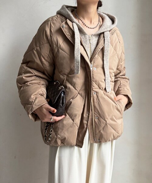 DouDou（ドゥドゥ） コート アウター ストレッチタフタ袖リブショート