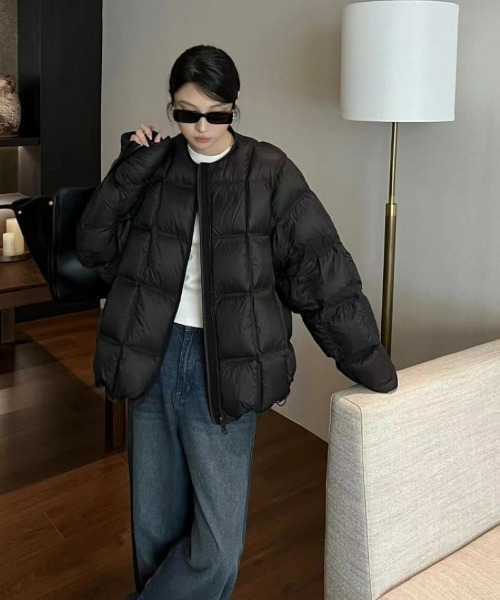 ジャケット ノーカラージャケット ノーカラーエコダウンジャケット