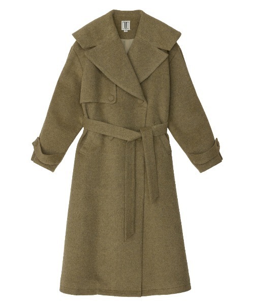 コート チェスターコート UND BIG ROUND COLLAR WOOL LONG COAT レディースの画像