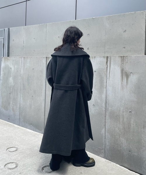 コート チェスターコート UND BIG ROUND COLLAR WOOL LONG COAT レディースの画像