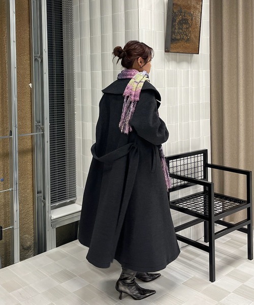コート チェスターコート UND BIG ROUND COLLAR WOOL LONG COAT レディースの画像