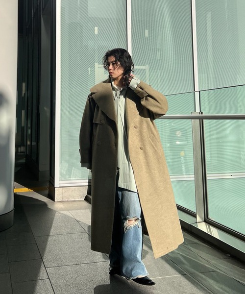 コート チェスターコート UND BIG ROUND COLLAR WOOL LONG COAT レディースの画像