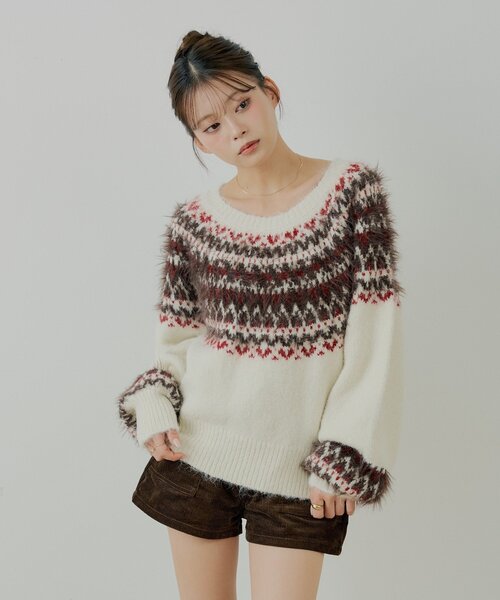 「Chico」 長袖ニット FREE アイボリー レディース_画像3