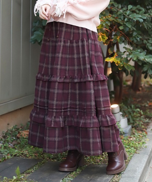 axes femme（アクシーズ ファム） スカート チェックティアードSK