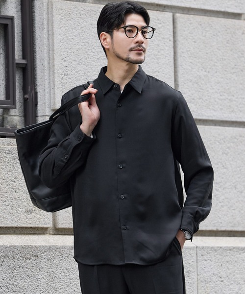 高機能フクレ二重織レギュラーカラーシャツ＆ロングパンツ2点セットアップ SPU（スプ） セットアップ 「防シワ・抗ピリング・接触冷感