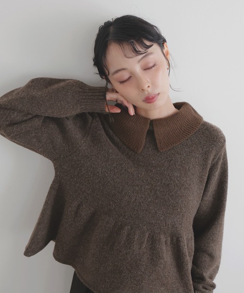 「LIAN」 長袖ニット FREE チャコールグレー レディース_画像4