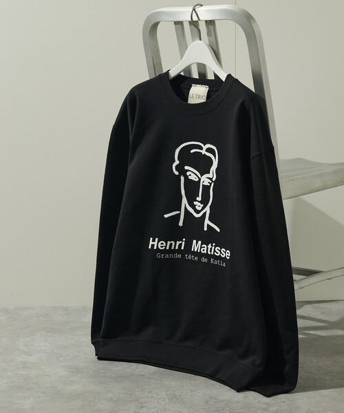 6 (ROKU) - 6(ROKU)HENRI MATTISE スウェット黒 ロク・マティス ABAHOUSE（アバハウス） トレーナー スウェット 「Henri Matisse