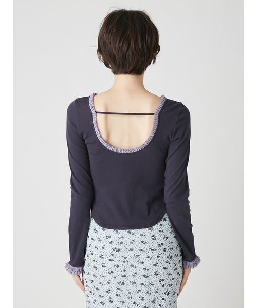 LILY BROWN（リリーブラウン） tシャツ バックオープンヘンリーネック