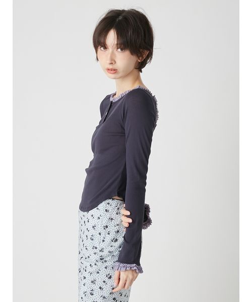 LILY BROWN（リリーブラウン） tシャツ バックオープンヘンリーネック