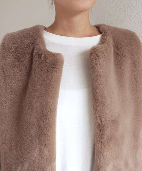 「andme」 「alma design」ベスト M グレイッシュベージュ レディース_画像4