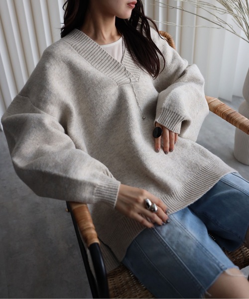 「YENNA」 ニットワンピース FREE チャコールグレー レディース_画像6