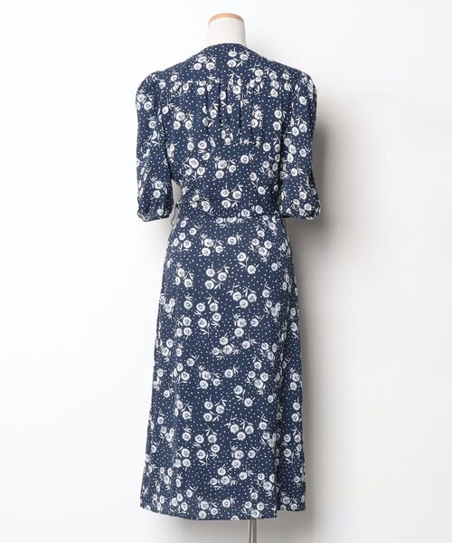 rouje ワンピース Rouje 花柄半袖ワンピース 38 ネイビー レディース