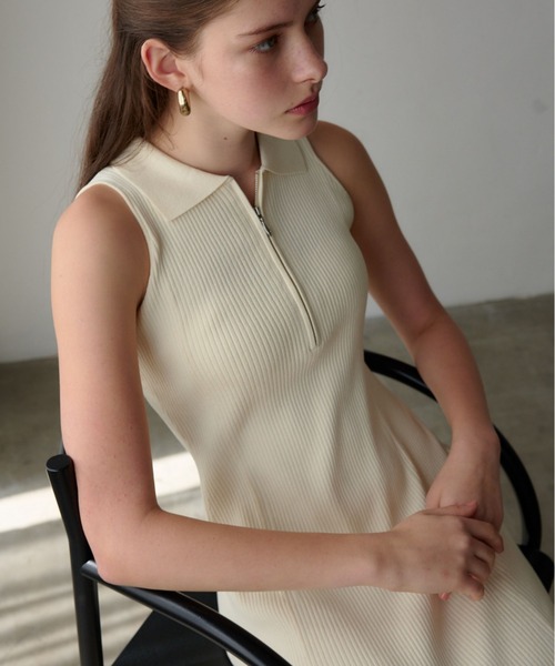 ORGUE（オルグ） ワンピース Polo Collar Knit One-piece/ポロカラー