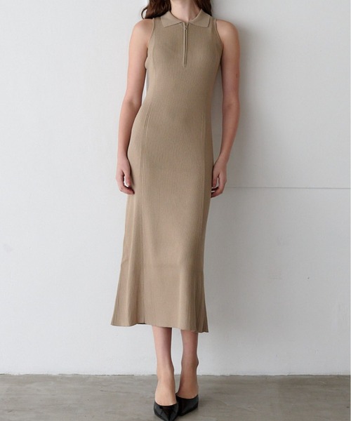 ORGUE（オルグ） ワンピース Polo Collar Knit One-piece/ポロカラー
