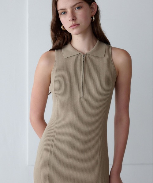 ORGUE（オルグ） ワンピース Polo Collar Knit One-piece/ポロカラー