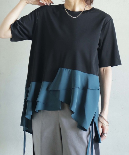 BITTOKO（ビットコ） tシャツ コンビフリルプルオーバー レディース