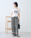 ワイドパンツ パンツ 「接触冷感」リネンブレン...の詳細画像1