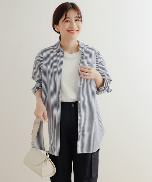 アーバンリサーチドアーズ 長袖ネイビー ホワイト URBAN RESEARCH DOORS（アーバンリサーチドアーズ） 長袖シャツ MEDIUM