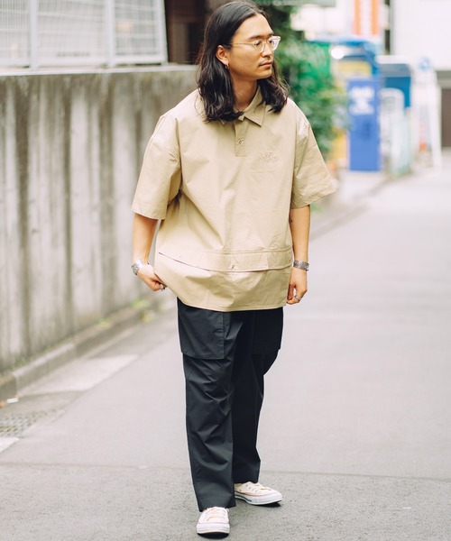 「gym master」 半袖シャツ LARGE グレイッシュブルー メンズ_画像4
