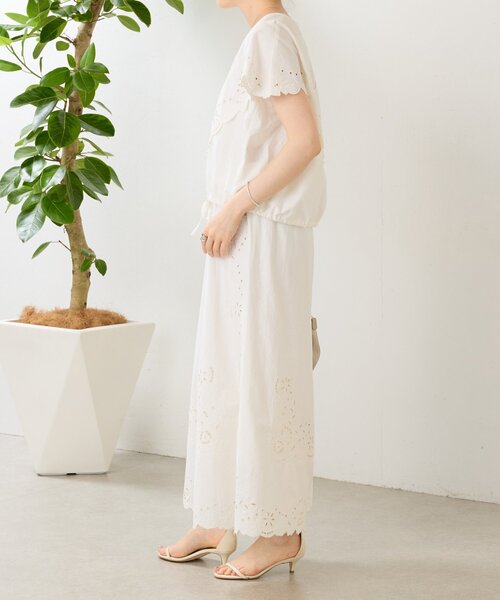 パンツ フラワーカットワークパネル刺繍パンツ「15 quinze」 レディース メンズの画像