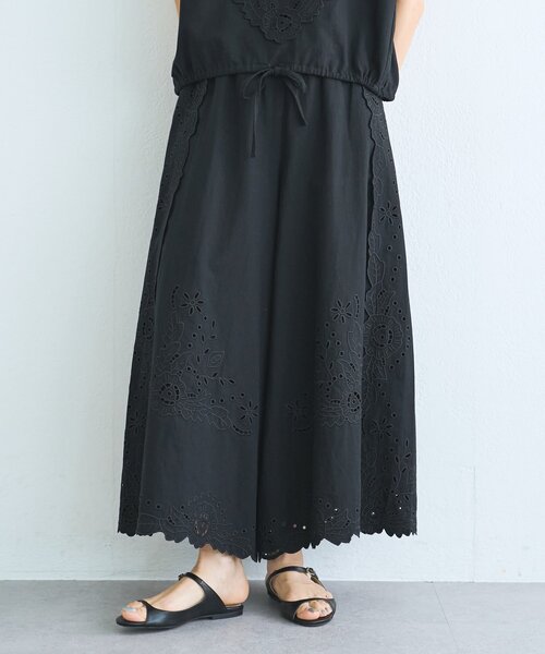 パンツ フラワーカットワークパネル刺繍パンツ「15 quinze」 レディース メンズの画像