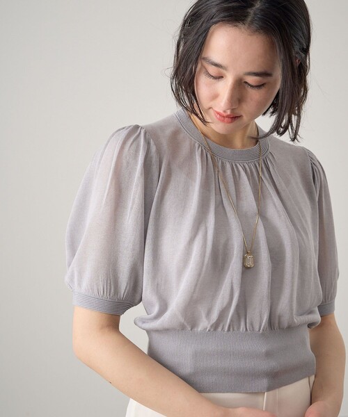 「ANAYI」 半袖ニット 38 トップグレー レディース_画像2