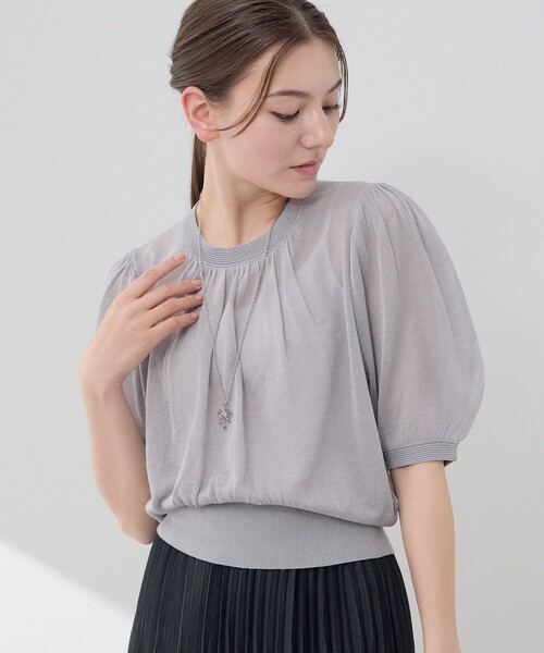 「ANAYI」 半袖ニット 38 トップグレー レディース_画像7