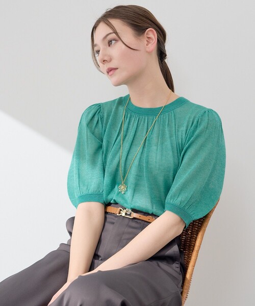 「ANAYI」 半袖ニット 38 トップグレー レディース_画像8
