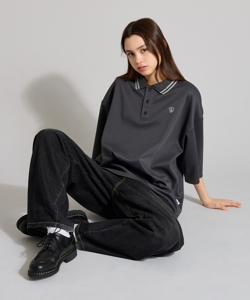 「WETTEMPT」 半袖ポロシャツ LARGE 杢グレー メンズ_画像8